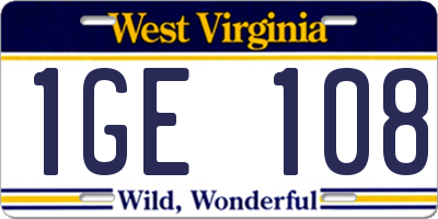 WV license plate 1GE108