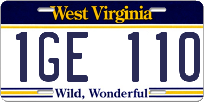 WV license plate 1GE110