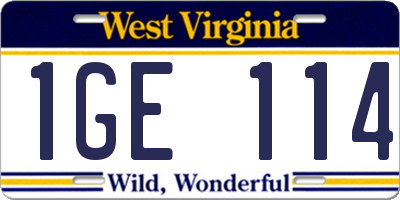 WV license plate 1GE114