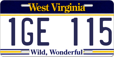 WV license plate 1GE115