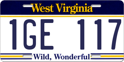 WV license plate 1GE117