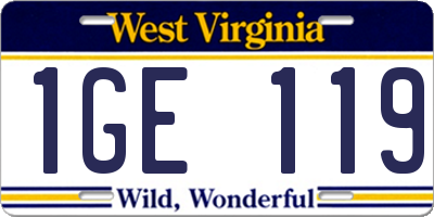 WV license plate 1GE119