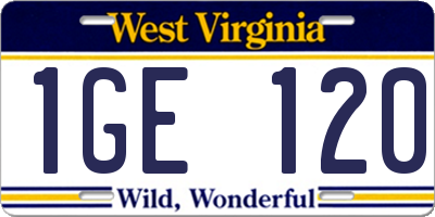 WV license plate 1GE120