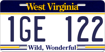 WV license plate 1GE122