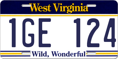 WV license plate 1GE124