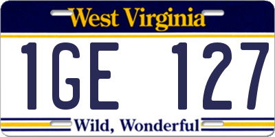 WV license plate 1GE127