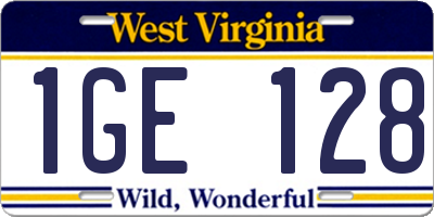 WV license plate 1GE128