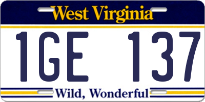 WV license plate 1GE137