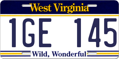 WV license plate 1GE145