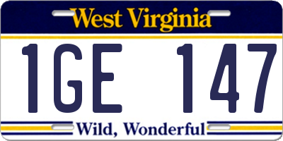 WV license plate 1GE147