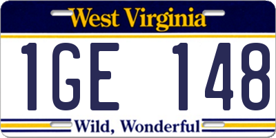 WV license plate 1GE148