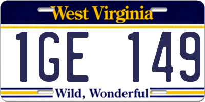 WV license plate 1GE149
