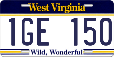 WV license plate 1GE150