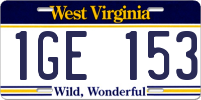 WV license plate 1GE153