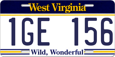 WV license plate 1GE156