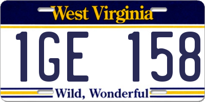 WV license plate 1GE158