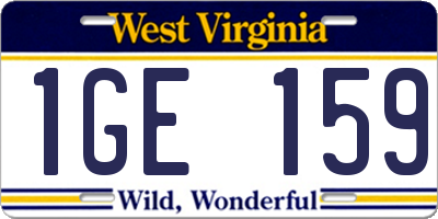 WV license plate 1GE159
