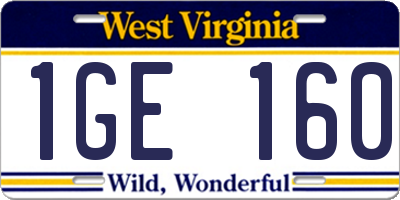 WV license plate 1GE160
