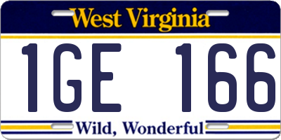 WV license plate 1GE166