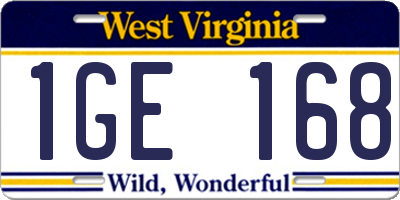 WV license plate 1GE168