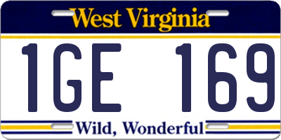 WV license plate 1GE169