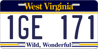 WV license plate 1GE171