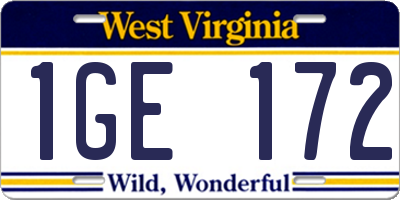 WV license plate 1GE172