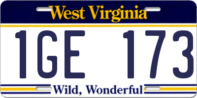 WV license plate 1GE173