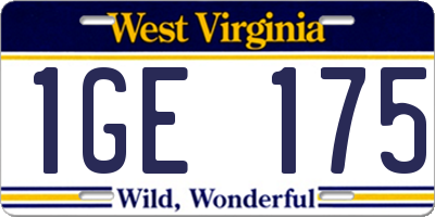 WV license plate 1GE175