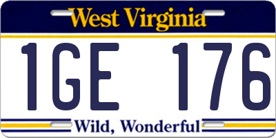 WV license plate 1GE176