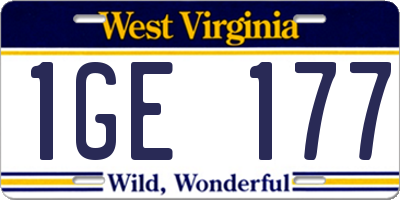 WV license plate 1GE177