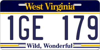 WV license plate 1GE179