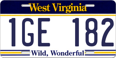 WV license plate 1GE182