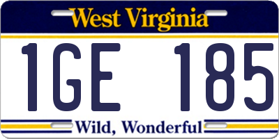 WV license plate 1GE185