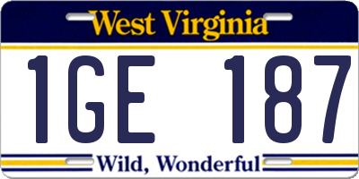 WV license plate 1GE187