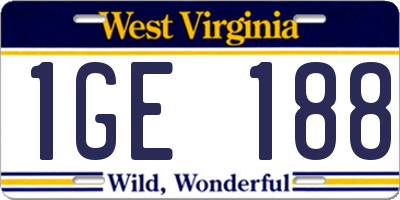 WV license plate 1GE188