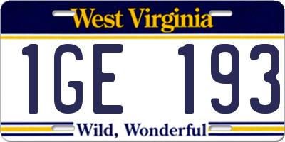 WV license plate 1GE193