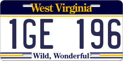 WV license plate 1GE196
