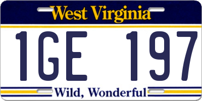 WV license plate 1GE197