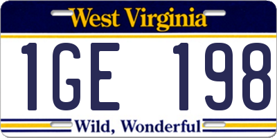 WV license plate 1GE198