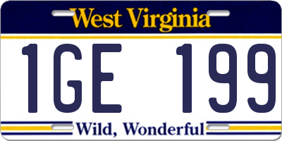 WV license plate 1GE199