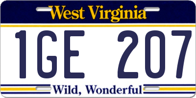 WV license plate 1GE207