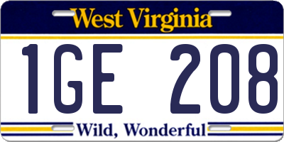 WV license plate 1GE208