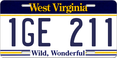 WV license plate 1GE211