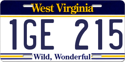 WV license plate 1GE215