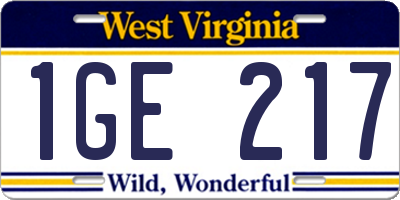 WV license plate 1GE217