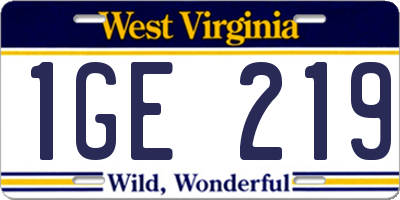 WV license plate 1GE219