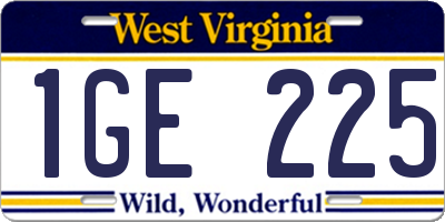 WV license plate 1GE225