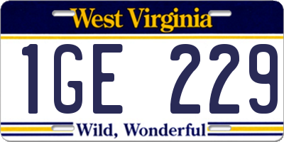 WV license plate 1GE229