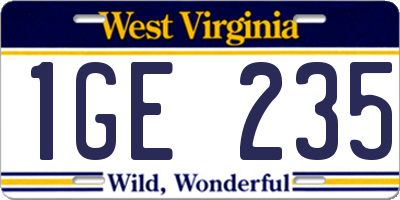 WV license plate 1GE235